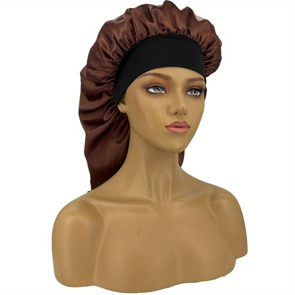 Silky Long Bonnet For Sleeping Solid Color Night Cap For Women Hair Care Tools For Sleeping In Overnight