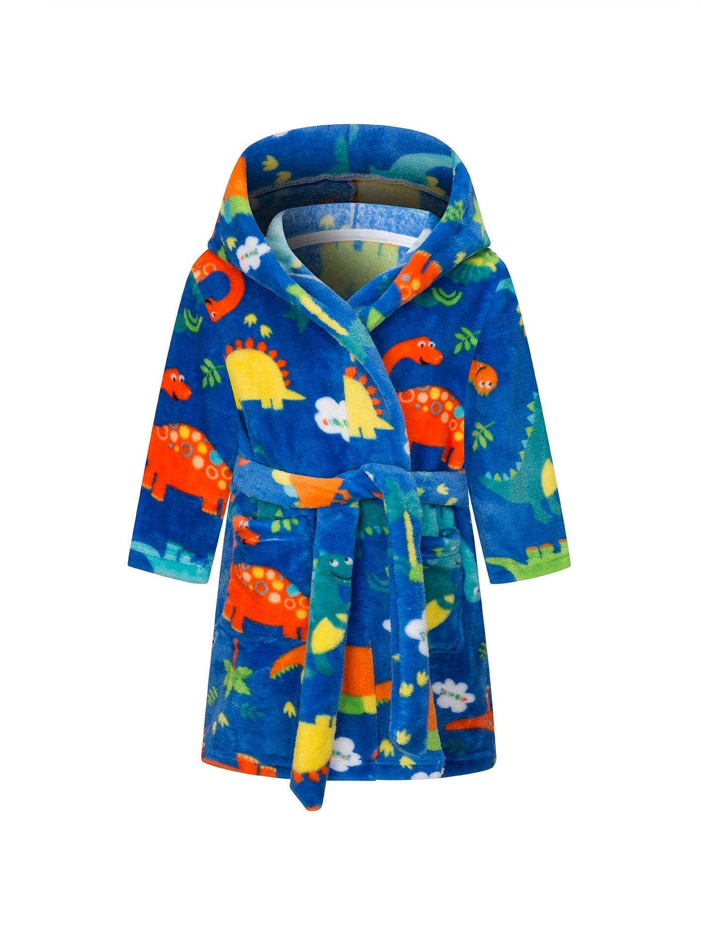 Kids Flannel Bathrobes Boys Hoodie Robes Soft Astronaut Planet Print Sleepwear Kids Clothes