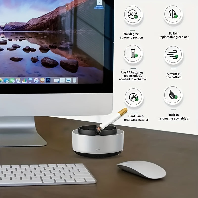 Smart Ashtray Air Purifier - Instant Odor Elimination, Battery-Powered (AA Batteries Not Included), Perfect for Home & Gifts