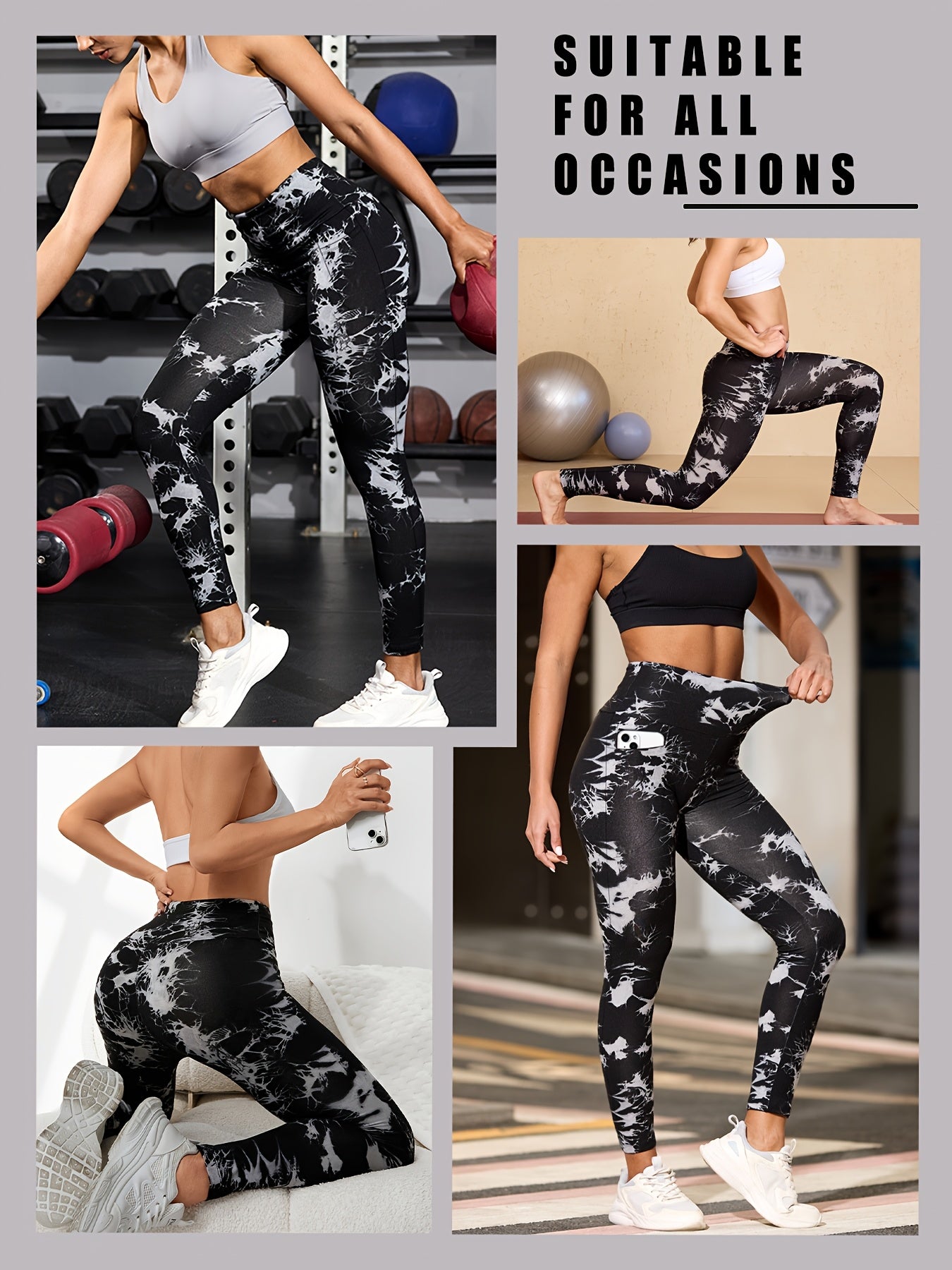 3-Pack Women's High Waisted Yoga Leggings - Non-See Through Tummy Control Workout Pants with Side Pockets, Stretchy All-Season Athletic Leggings in Blue/, Machine Washable for Running, Gym, Casual Attire - Ideal Gift for Wome