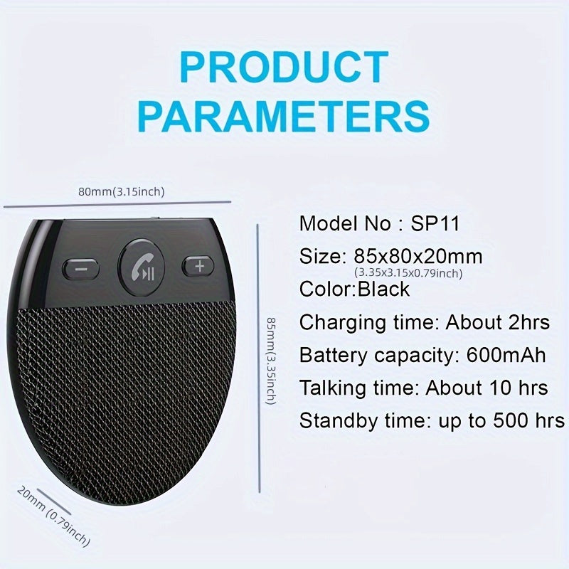 Wireless Vehicle Car V5.0 Speakers Handsfree Car Kit Hands-free Speakerphone Hands Free Sun Visor Music Player With Mic