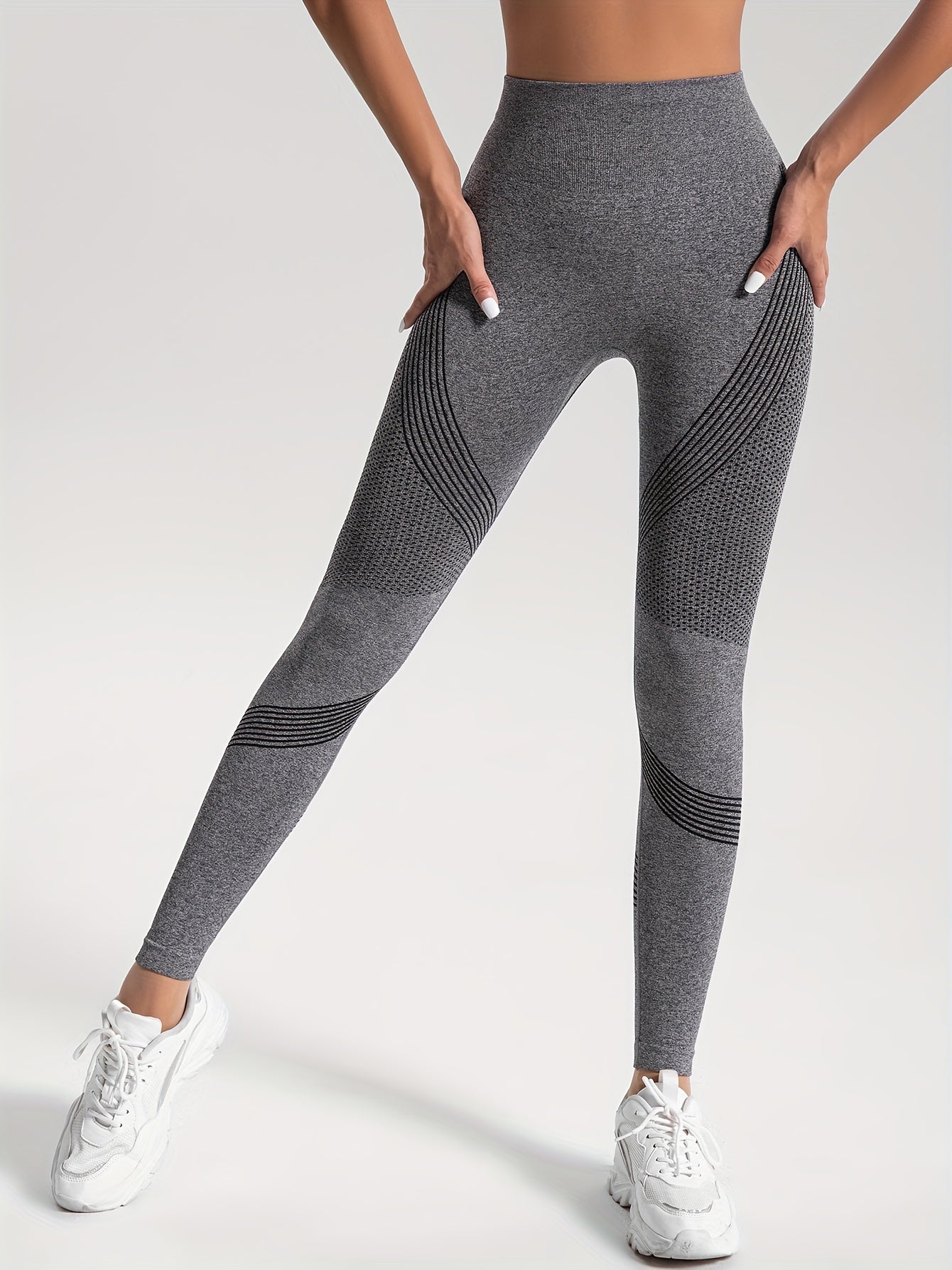 Seamless Knit Tight High Stretch Long Pants, Sports Yoga Fitness Running Trousers, Women's Leggings