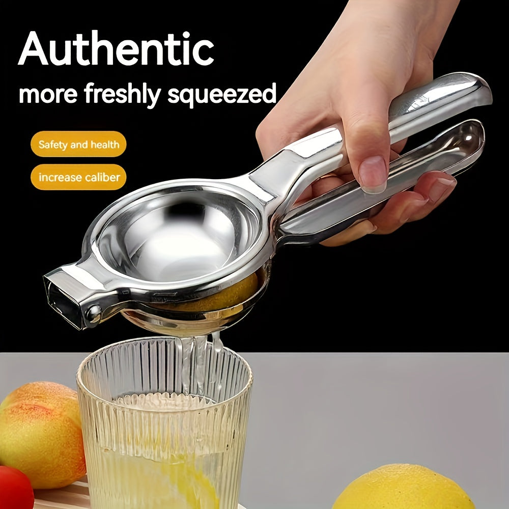 1pc Premium Stainless Steel Heavy Duty Manual Citrus Juicer - Large Hand Press Lemon Lime Squeezer with Ergonomic Handle, Durable Kitchen Tool for Home & Restaurant Use, Sleek Metallic Finish, Modern Kitchenware, Robust Const