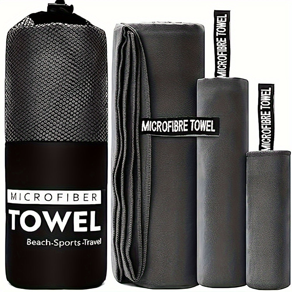 Quick-Dry Towel - 3 No. Lightweight Microfiber Travel Towel Set with Bag, 30x30cm, 40x60cm, 60x122cm - Quick Dry Towel for Camping, Beach, Gym, Backpacking, Golf, Sports Towel, Golf Towel