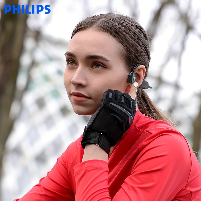 PHILIPS wireless open-ear non-in-ear headphones, sports running fitness cycling headsets, wireless ultra-long battery life hanging ear bone sensing TAA3609 AI call noise reduction, spatial stereo sound effect high-quality hea