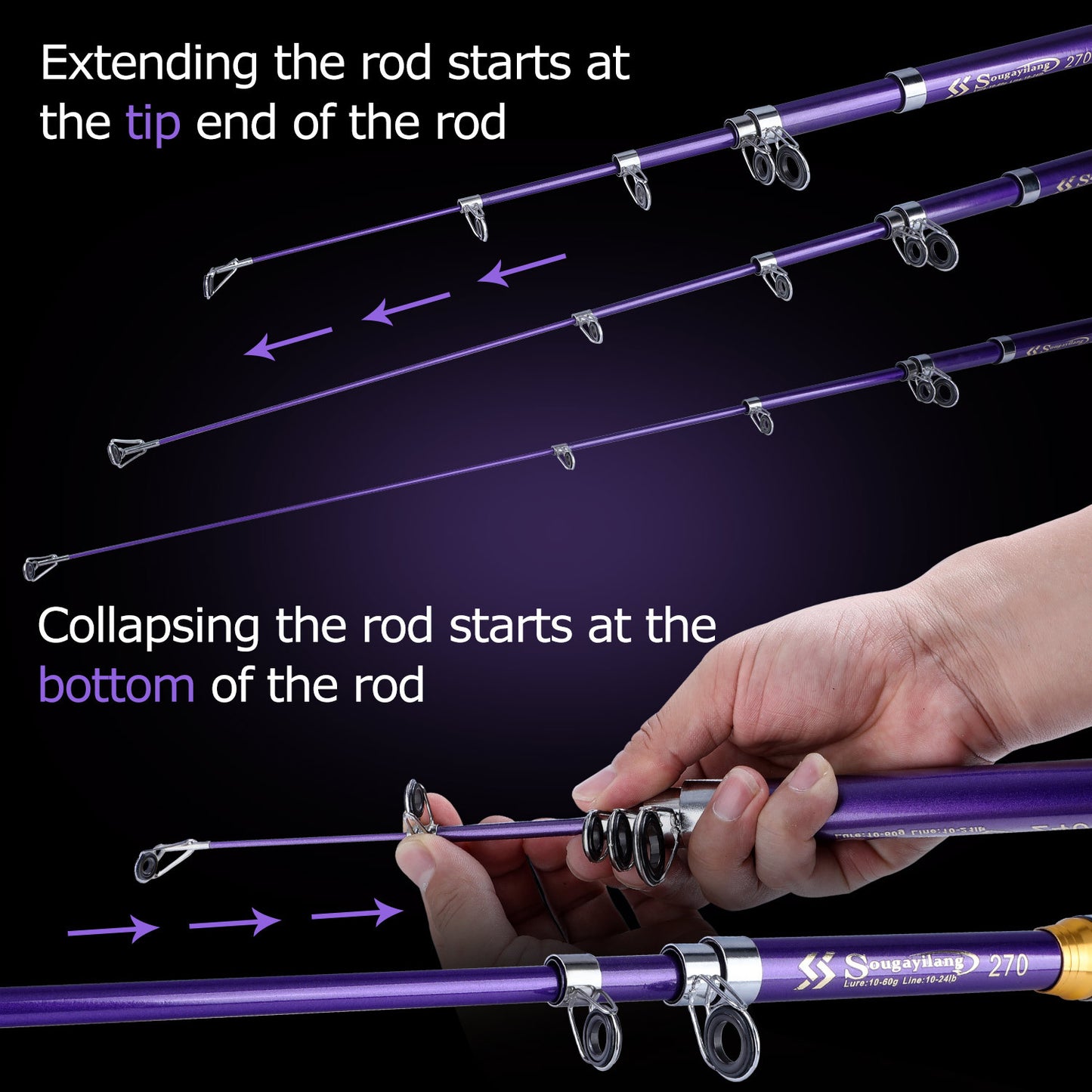 Sougayilang Telescopic Fishing Rod: Portable & Compact Design For Saltwater Fishing On The Go!