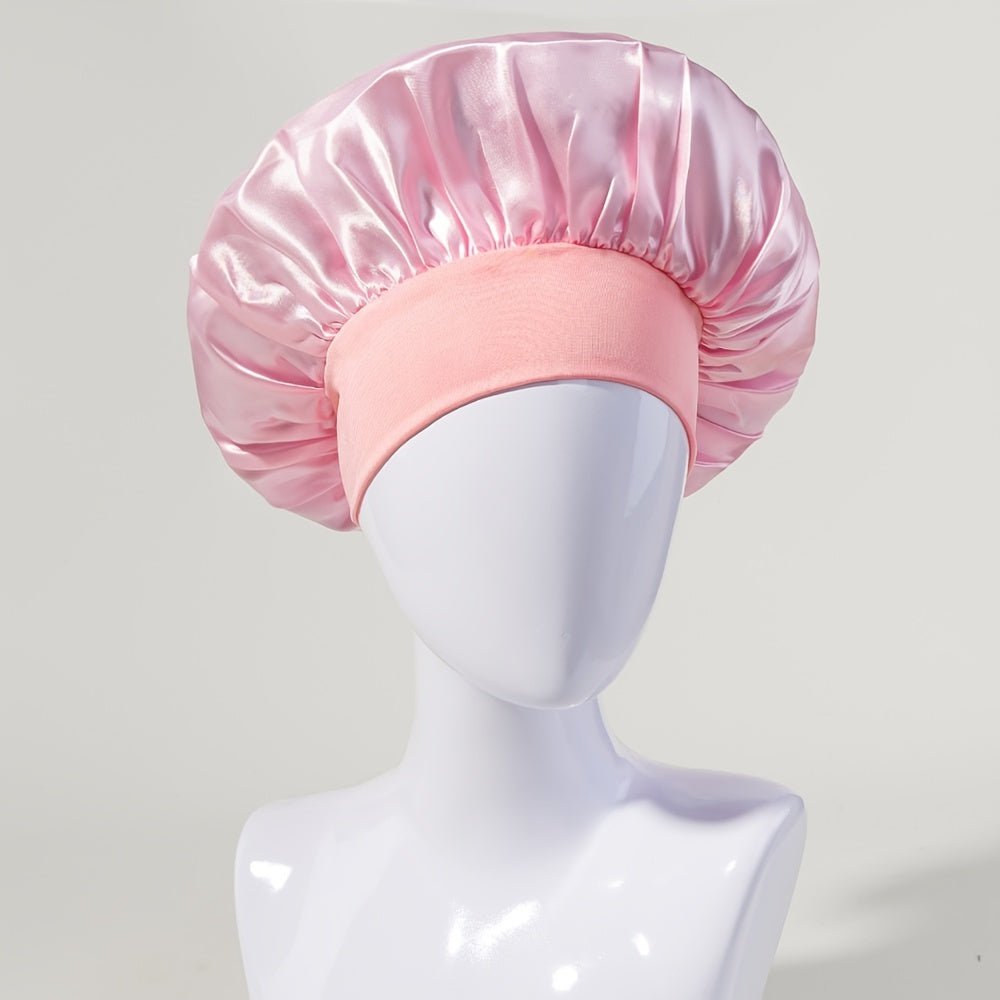 Sleep Bonnet, Soft Silk Bonnet With Elastic Band For Curly Hair, Satin Bonnet For Women Sleep Hair Care, Breathable Silk, Seven Colors Available 1piece Luxury Shower Cap For Women