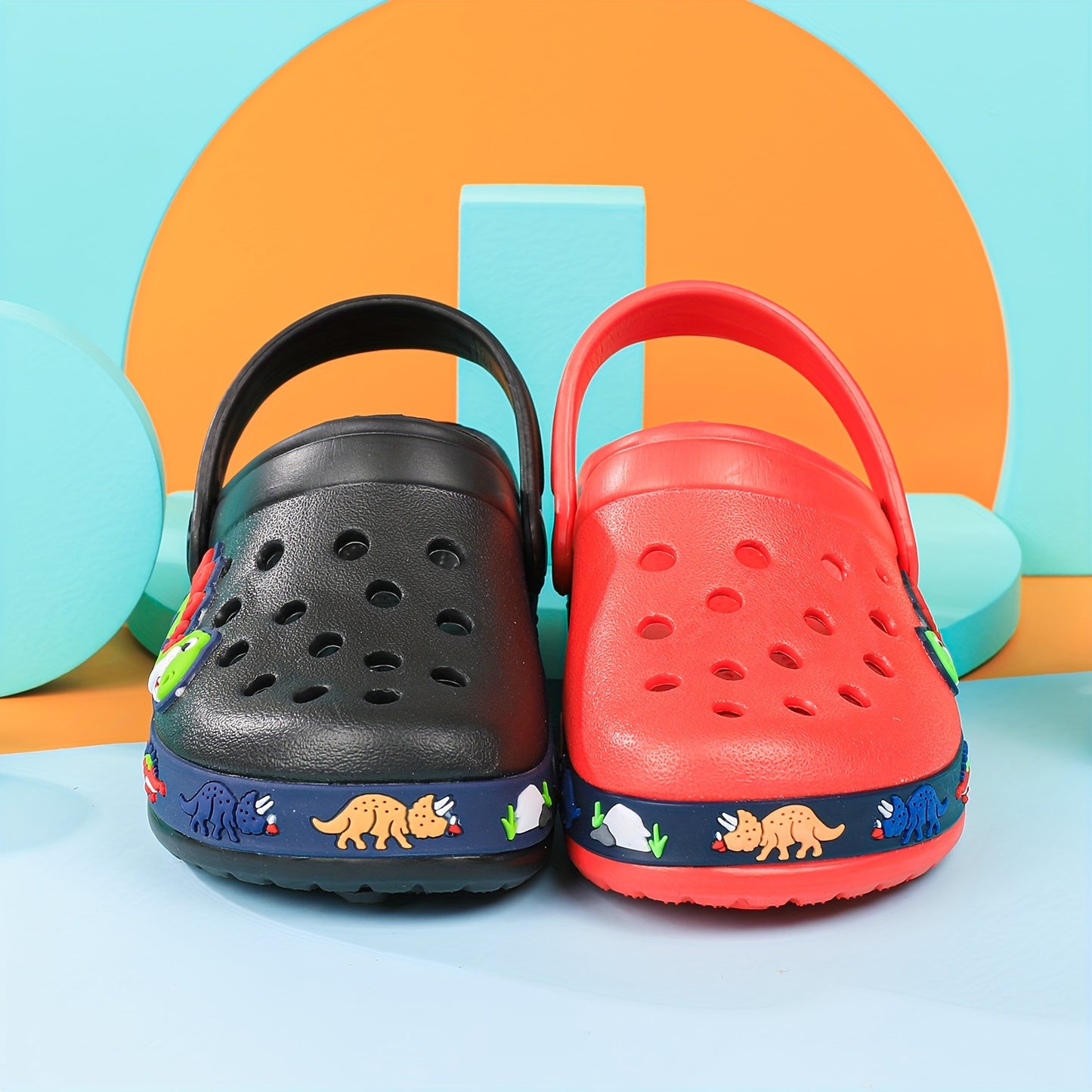 Toddler Girls Cute Cartoon Print Closed Toe Slip On Platform Clogs, Children's Casual Outdoor Anti-skid Hollow Out Sandals Beach Garden Shoes