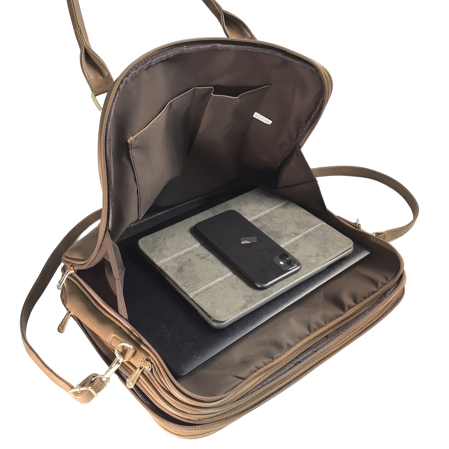 Vintage-Style Large Capacity Laptop Bag for Men & Women - Adjustable Crossbody Shoulder Bag with Detachable Strap, 3 Compartments, Tablet Pocket, Lightweight Durable Design for Office, Commuting & Travel, Laptop Carrying Case