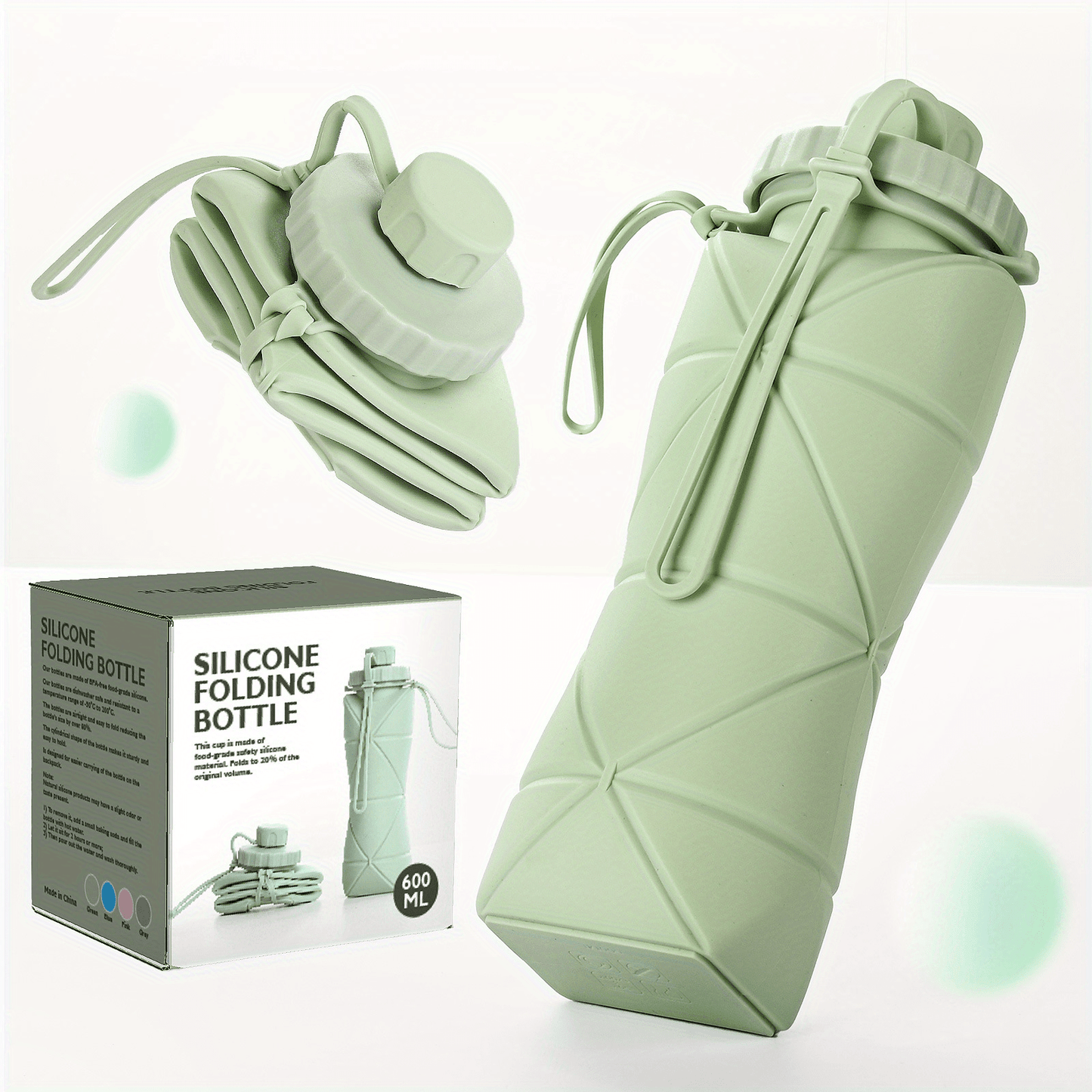 1pc, Telescopic Collapsible Sports Water Bottle, 600ml/20.3oz Heat Resistant Food Grade Silicone Water Cups, Foldable Silicone Portable Water Jugs, For Camping, Fitness, Summer Drinkware, Travel Accessories, Birthday Gifts, B