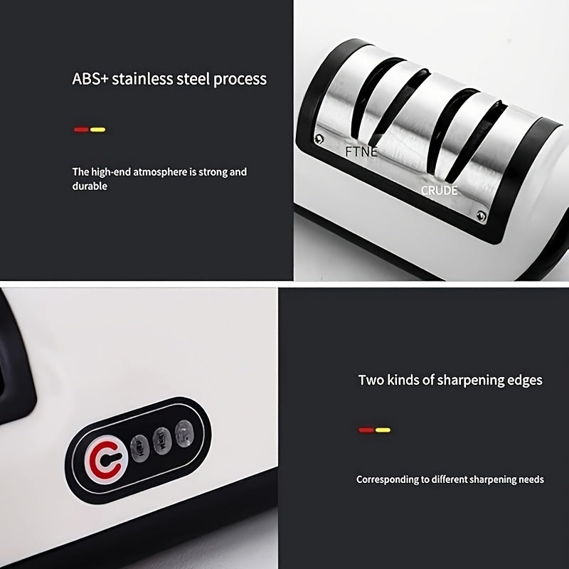 Electric Knife Sharpener - USB Rechargeable, 20° Precision Edge for Kitchen & Pocket Knives | Fast Sharpening & Polishing | Compatible with Chef Knives, Santoku, Ceramic, Slicing & Paring Knives,  Compact Design, Highquality