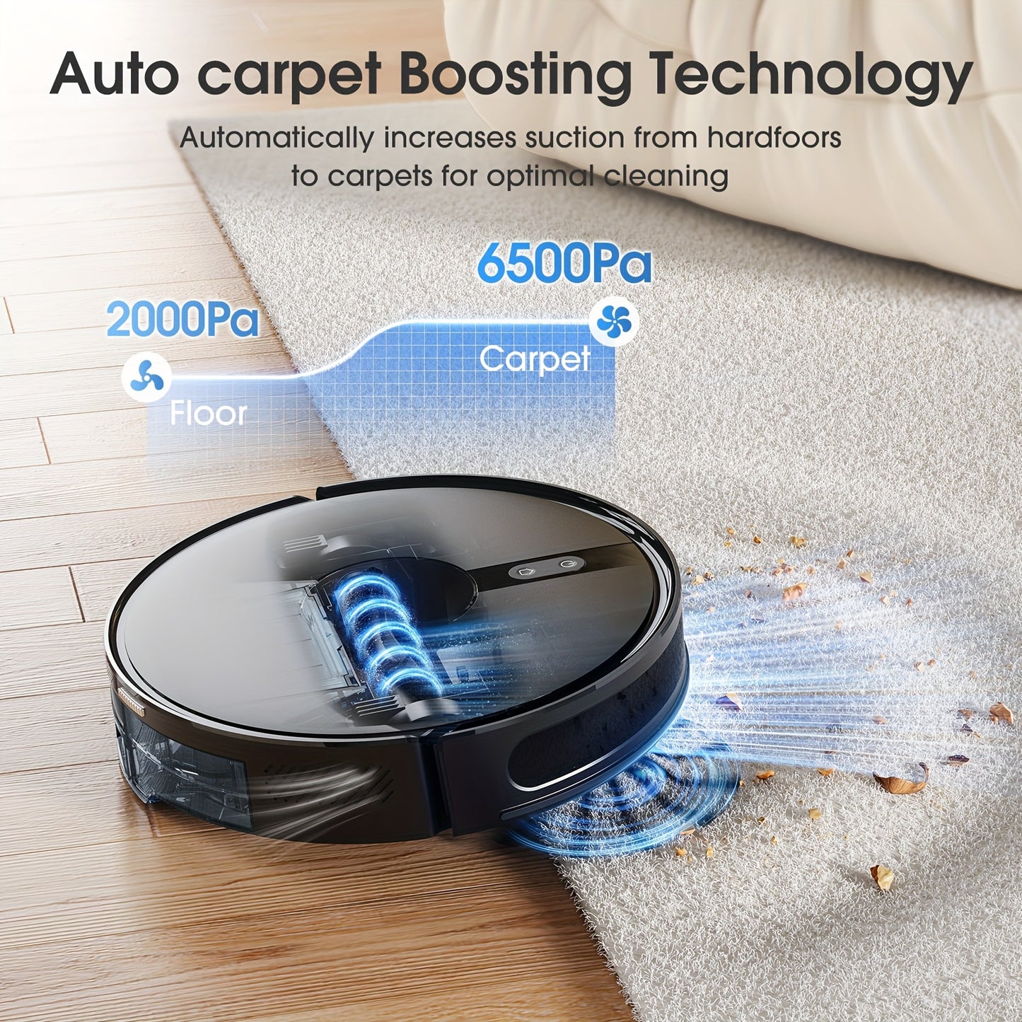 Lubluelu B40 Robot Vacuum Cleaner, 3 In 1 Robot Vacuum Cleaner And Mop, 6500Pa, 62db Low Noise, 9.98 cm Ultra-Slim Body, 5 Floors Mapping, Diversified Cleaning, Robot Vacuum Cleaner For Pet Hair, Carpet, Hard Floor, Christmas