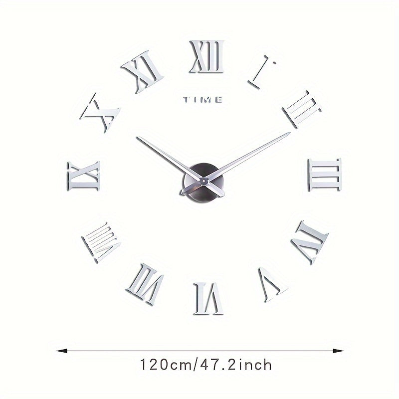 1pc Large DIY Wall Clock Kit, 3D Modern Frameless Wall Clock With Mirror Number Stickers For Home Living Room Bedroom Office Decor, Halloween Room Decor, Xmas Home Decor