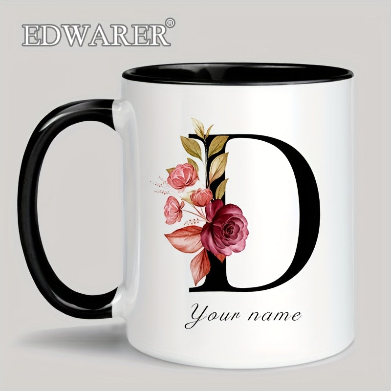1pc A-Z Letter Custom Personalized Coffee Mug, Water Cup, Photo Text Ceramic Mug 11oz, Graduation Appreciation Thank You Holiday Birthday Gifts, Valentine's Day, Christmas, Birthday, Anniversary Mug Gift, Drinkware For Restau