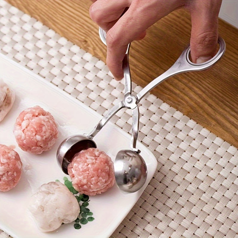1pc Stainless Steel Meat Ballers With Anti-Slip Handles, None-Stick Meat Baller Tongs, Meatball Scoop, Ball Makers Mold, Cake Pops Meatball Maker, Ice Tongs, Dough Scoops For Kitchen Tools, Kitchen Supplies