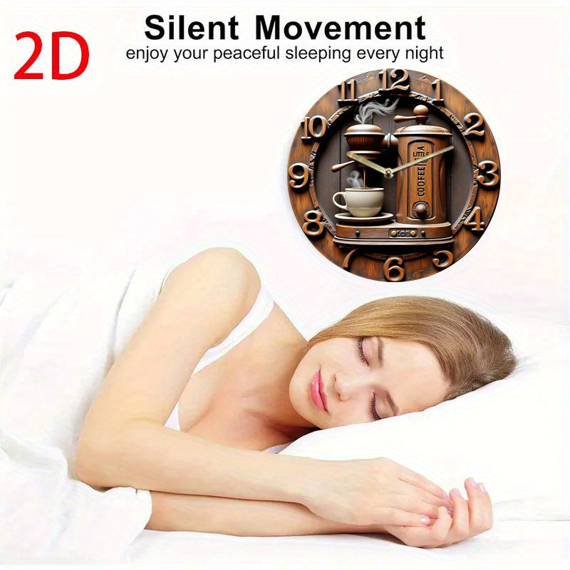 1pc Silent Non-Ticking Wall Clock - Modern Coffee Shop Decor with Espresso Machine Design, Battery-Powered (AA Not Included) - Acrylic Round Clock for Living Room, Kitchen, Cafe - Easy-to-Read Black Hands & Brown Face - Perfe