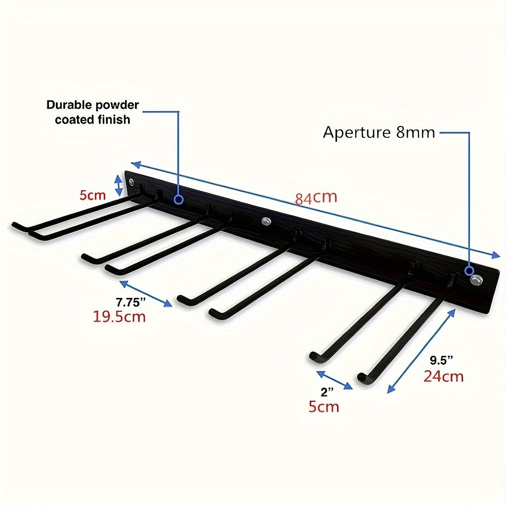 1pc Heavy Duty Wall-Mounted Garden Tool Organizer - Space-Saving Storage Rack for Shovels, Rakes, Brooms & Hoses - Durable Iron with Powder Coating Finish, No Assembly Required, Garden Tool Holder, Sleek Metal Finish, Sturdy