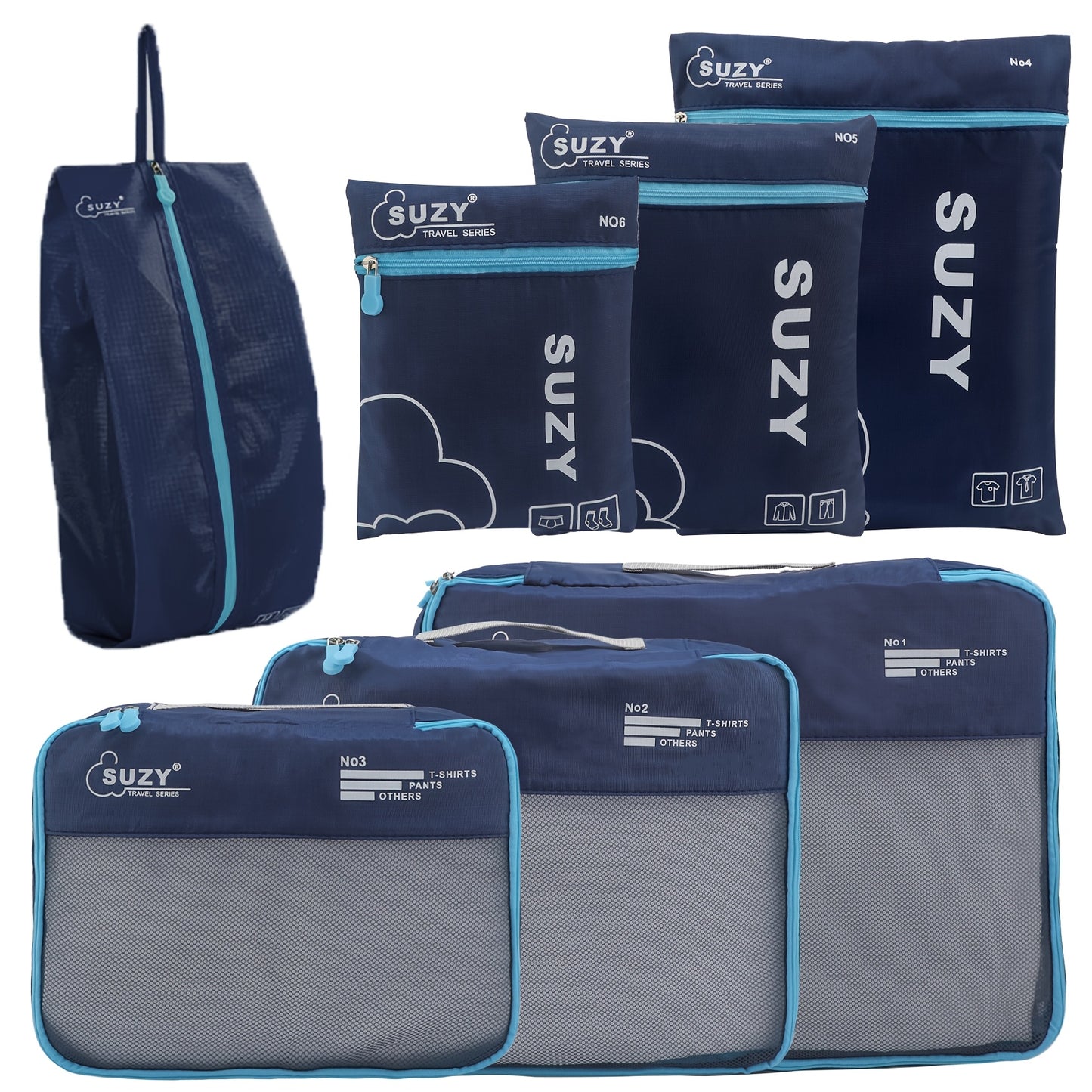 Travel Organizer Bag 7pcs Set Portable Suitcase Organizing Bag Clothes Storage Bag