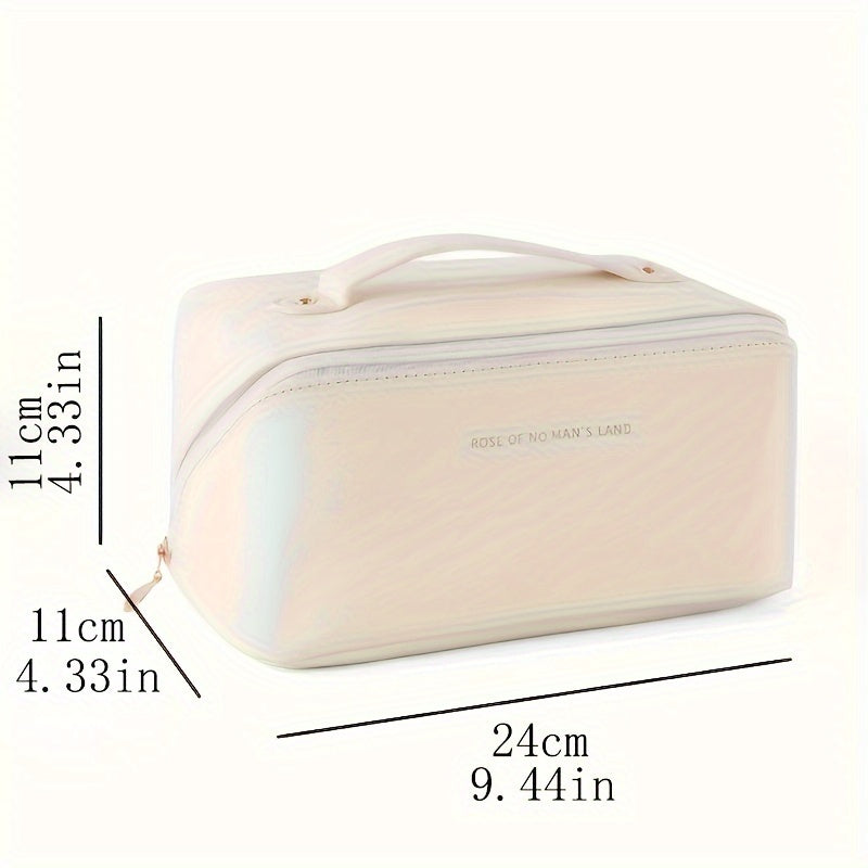 PU Makeup Bag With Large Capacity, Multi Functional Travel Storage Bag, Beauty Tools Makeup Box, Waterproof Women's Wash Bag Cosmetic Bag