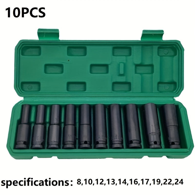 1/2" Electric Wrench and Socket Set - Heavy-Duty Pneumatic Wind Gun with Hexagonal Long Head for Efficient Auto Repair, Maintenance, and DIY Projects - Durable Hardware Tools for Professionals and Homeowners