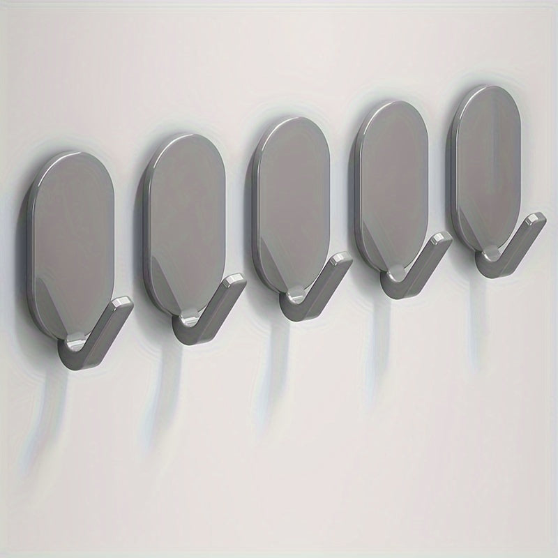5pcs/Set Bathroom Towel Hook, Wall-Mounted Hanger, Multi-Functional Hook For Hanging Clothes Towel And Robe, Bathroom Accessories
