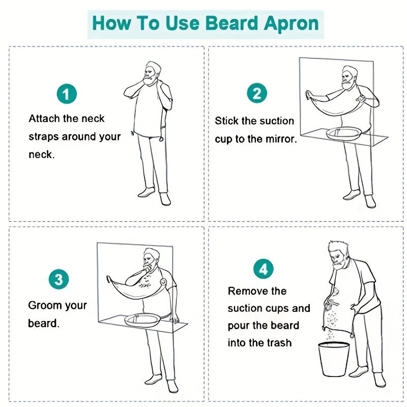 Men Beard Bib Hair Trimmer Shaving Apron Bath Barber Stick To Mirror Cloth Cover Shaving Holder