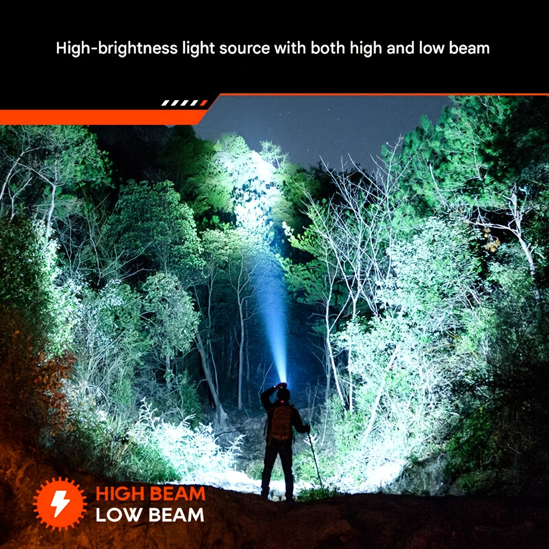 For Philips High-Lumen Ultra-Light Rechargeable Headlamp with 5 Modes, Sensor Switch & 90-Degree Adjustable Angle - USB Rechargeable, Long Battery Life, Durable ABS Matte Finish for Camping, Outdoor, Fishing, Emergency Lighti