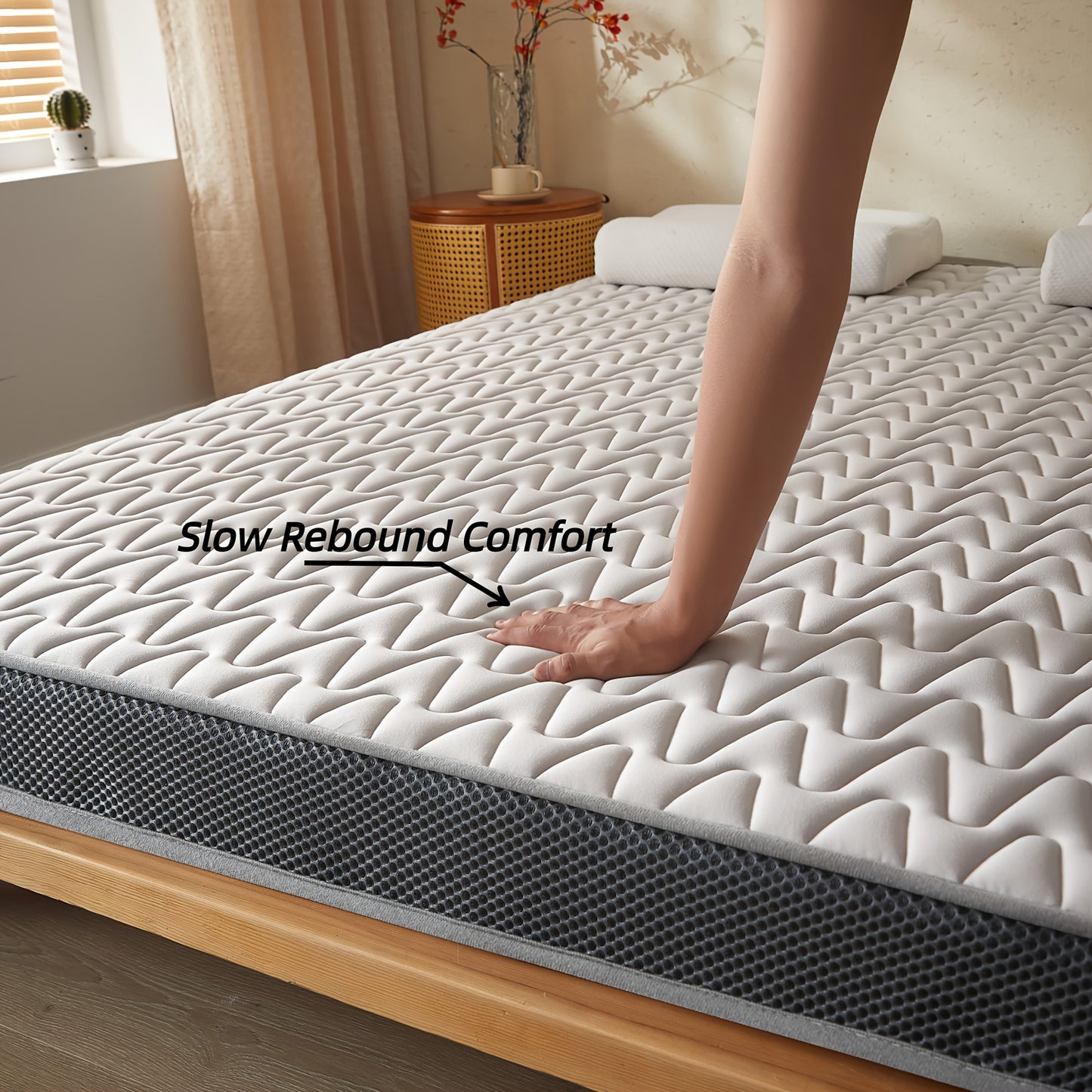 1pc 5cm Memory Foam Mattress Topper - High-Density Support, Slow Rebound Pressure Relief, Ultra-Soft Quilted Surface & Breathable Mesh Design, Foldable Portable Bed Pad, All-Season Comfortable Bedding for Bedroom, Dorm & Gues