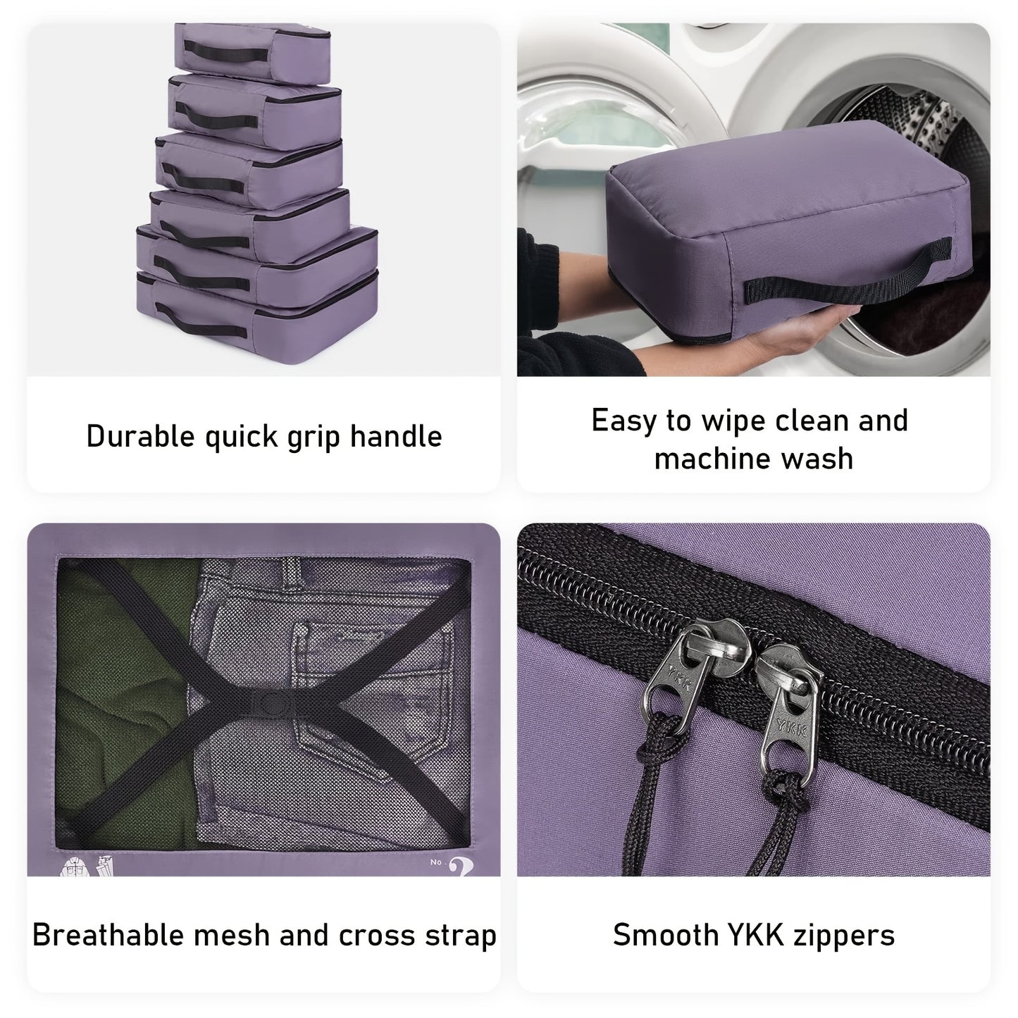 7pcs All-in-One Luggage Organizer Set with Shoe Bag & Laundry Pouch - Heavy-Duty Travel Packing Cubes, Zippered Compartments, Space-Saving Design for Suitcase, Backpack, Business Trip, Vacation, Camping - Machine Washable, Re