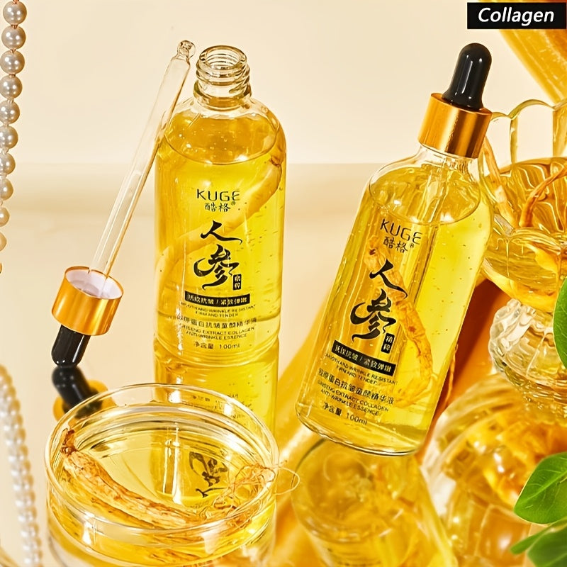 Ginseng Collagen Serum - Anti-Wrinkle Firming Moisturizer for All Skin Types, Deep Hydration, Even Skin Tone, Anti-Aging Skincare, Make Skin Younger-Looking, Face Use, 100ml/3.38fl.oz, Moisturizing Serum | Hydrating Formula,