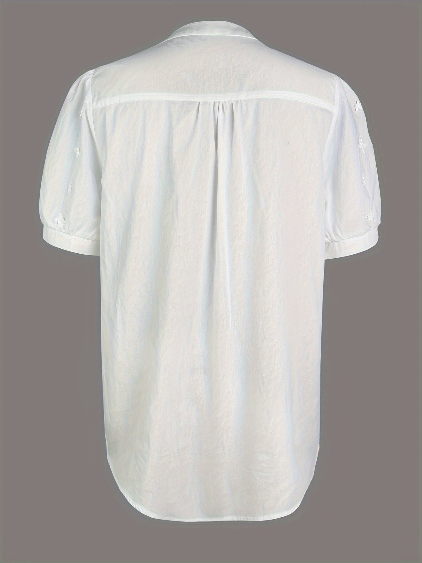 Elegant V-Neck Embroidered Floral Blouse - Sheer Viscose, Machine Washable, Perfect for Spring/Summer