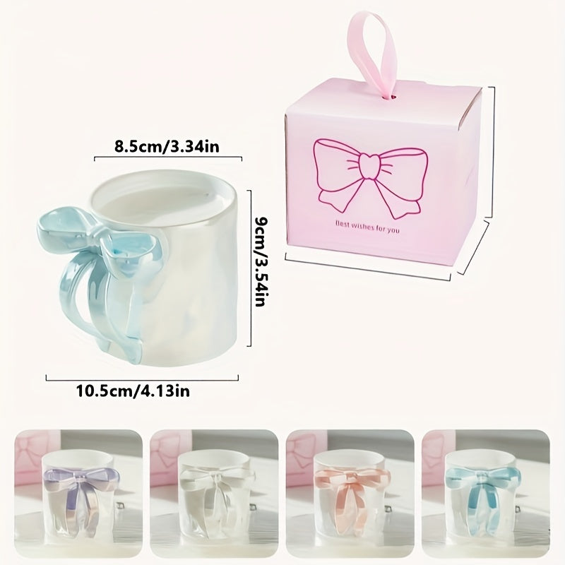 350ml Elegant Butterfly Bow Ceramic Coffee Mug, Hand Wash Only Multipurpose Cup, Reusable, Recyclable Gift Set for Adults for Christmas, Halloween, Thanksgiving, Valentine's Day