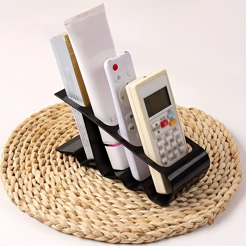 Multi-Functional Remote Control Storage Rack - Desktop Organizer with Anti-Slip Base, Holds 4 Remotes & Glasses, No Assembly Required, Space-Saving Design for Living Room, Utility Racks, Remote Control Holder, Minimalist Orga
