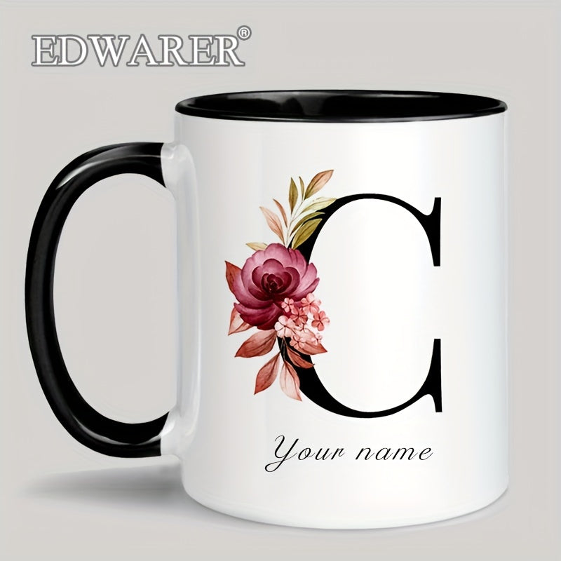 1pc A-Z Letter Custom Personalized Coffee Mug, Water Cup, Photo Text Ceramic Mug 11oz, Graduation Appreciation Thank You Holiday Birthday Gifts, Valentine's Day, Christmas, Birthday, Anniversary Mug Gift, Drinkware For Restau