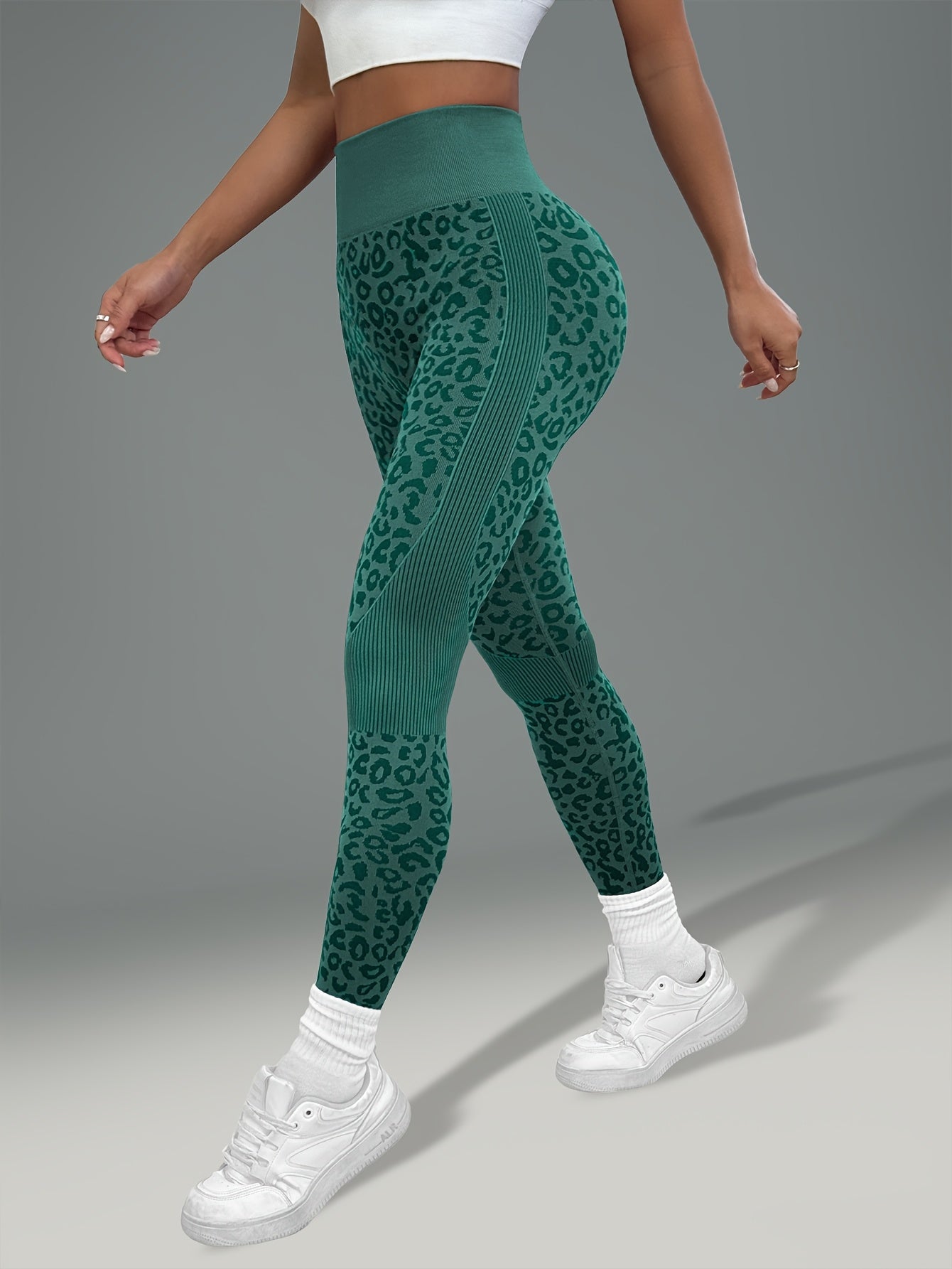Women'S Leopard Print Yoga Pants - Non-Slip Workout Leggings with Elastic Waistband, Stretchy & Breathable Gym Pants for Yoga, Running, Casual Attire - All-Season Fitness Leggings in Pink & Leopard Print - Non-Slip Grip Activ
