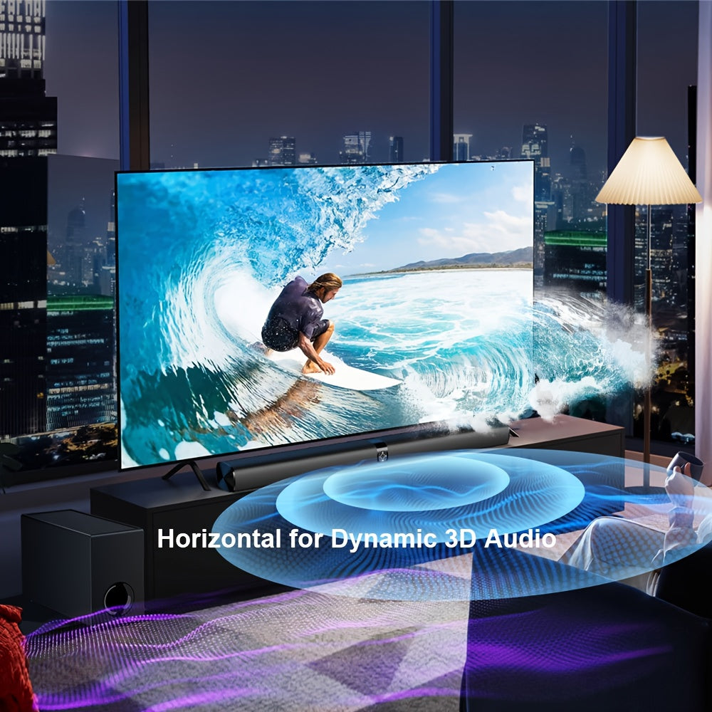 SoundBar For Smart TV, 2-in-1 Sound Bar Wireless Speaker, Deep Bass, TV Audio System With ARC/Opt/AUX For Enhanced Home Theater Sound