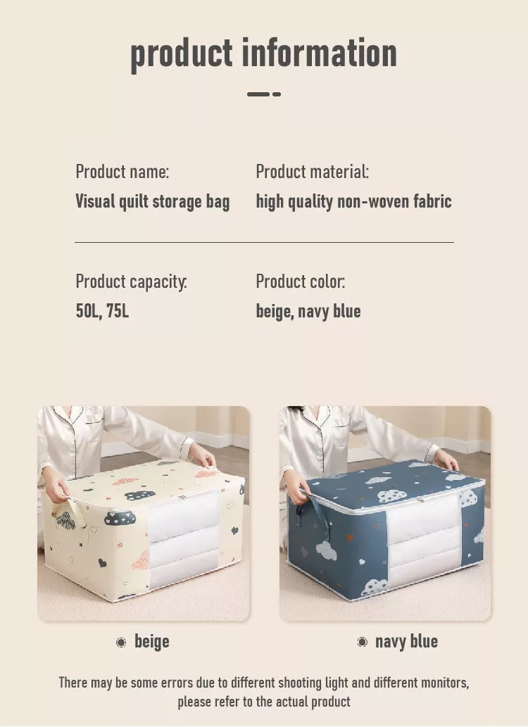 Large Capacity Clothes Storage Bag Organizer With Reinforced Handle, Suitable For Blankets, Bedding, Foldable With Sturdy Zipper, Clear Window Christmas, Halloween, Thanksgiving Gift Easter Gift