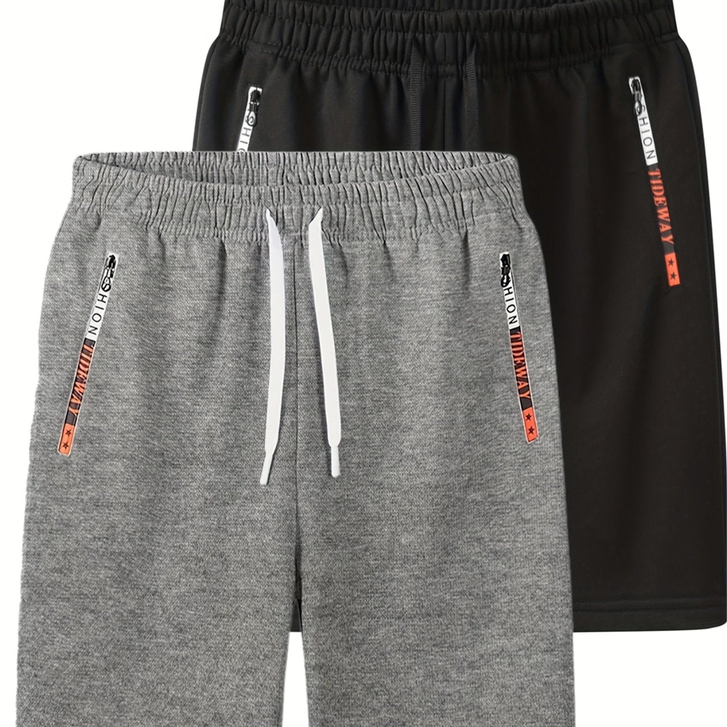 2pcs Men's Casual Outdoor Shorts - Summer Men's Casual Shorts with Zipper Pockets, Minimalist Multi-Pocket Design for Daily Wear, Running, Fitness & Travel, 100% Polyester Knit Fabric, Drawstring Waistband, Machine Washable,