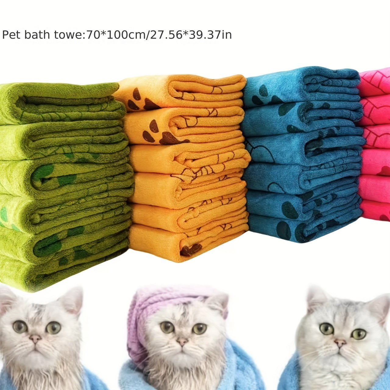 Ultra-Absorbent Microfiber Pet Bath Towel For Dogs & Cats, 69.85cm X 99.06cm, Lint-Free, Quick Dry