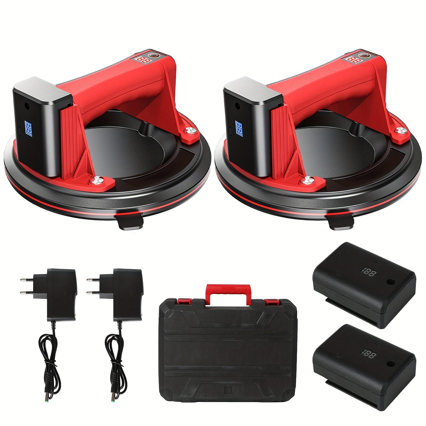 2pcs Set Of 20.32 cm Vacuum Suction Cups 200kg Load Capacity Heavy Duty Vacuum Picker with Double Layer High Quality Rubber Large Diameter Suction Cup Smart Pressure Display for Handling And Installation Can Be Used to Move G