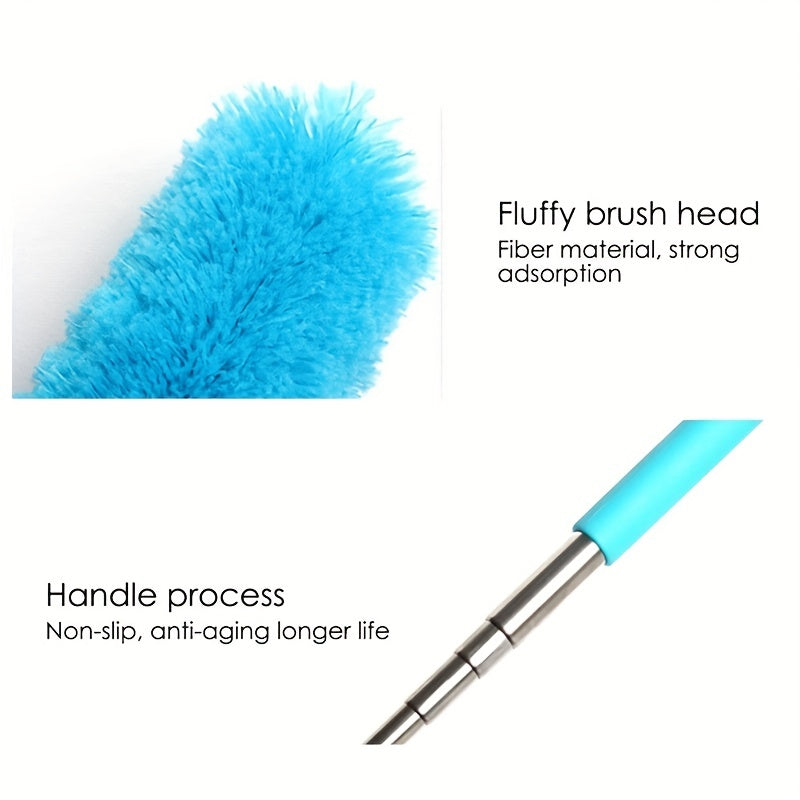 1pc, Stainless Steel Telescopic Fiber Duster - Efficient Dust Removal And Sweeping With PP Wool - Cleaning Tools And Supplies