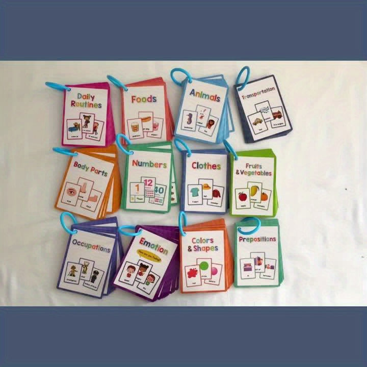 12 Themes Learning Flash Cards 386 English Words, Kids Toddler Colors, Shapes and Numbers, Learning Toys, Educational Preschool Flashcards Kindergarten Educational Toys School Supplies gift