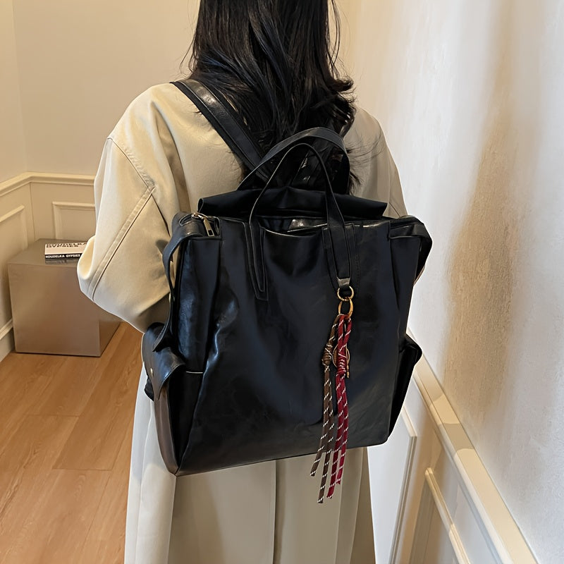 Women's Vintage Backpack - Large Capacity Laptop Backpack with Adjustable Padded Straps, Golden-Tone Hardware & Zipper Closure, Brown/Black/Coffee Brown Tote Backpack for Work, School, Travel - Stylish & Durable Everyday Carr