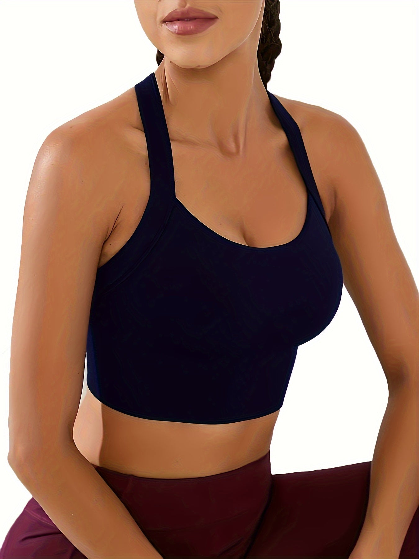 Solid Color Sports Running Bra, Seamless Fitness Top, Women's Activewear ( No Padded)