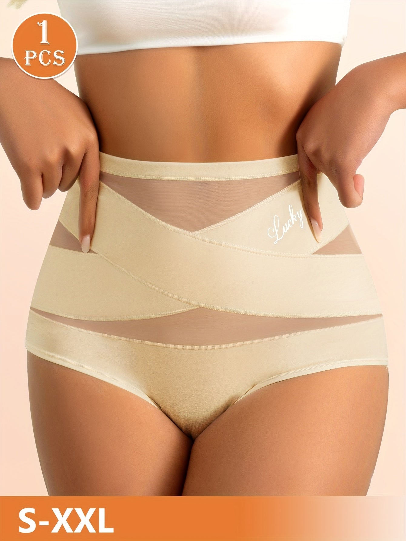 MIOTAN Women's High-Waisted Seamless Tummy Control Butt-Lifting Underwear - Breathable Ice Sliky Fiber Mesh with Cross-Over Design, Size S-XL (XS to XXL), Gym Apparel | Minimalist Style | Highelasticity Material, Tummy Contro