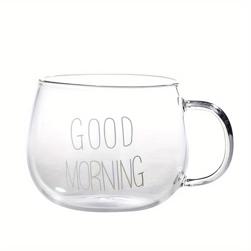 1pc, Good Morning Breakfast Milk Oatmeal Cup, High Borosilicate Glass Mug, Large Capacity Glass Cup, 400ml/13.6oz