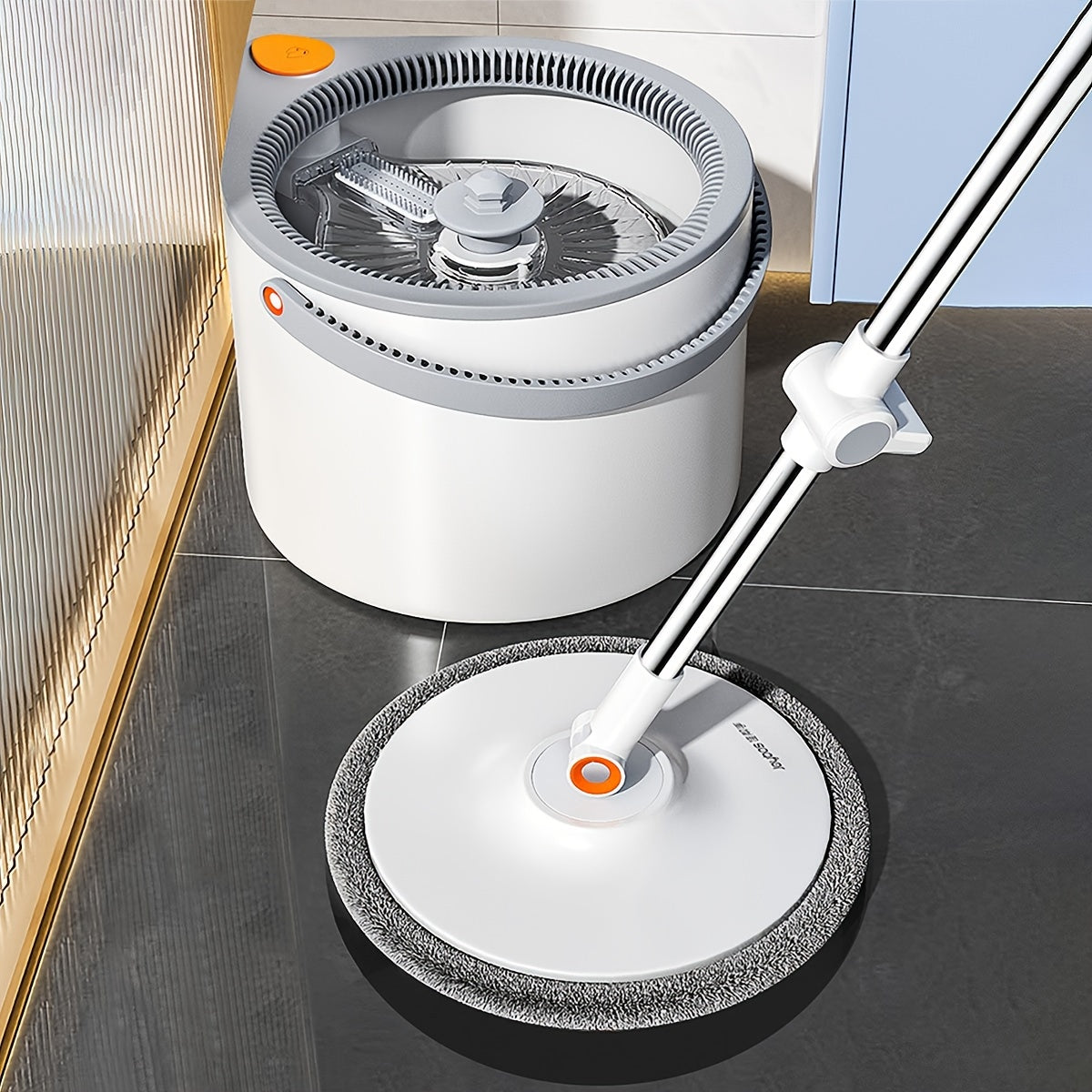 Joybos Spin Mop and Bucket System with Hands-Free Self-Cleaning, Heavy-Duty Metal Construction, 3 Mop Heads (Flat, Corner, Heavy-Duty), Dual Compartment Bucket - Quick-Dry Microfiber Pads for Hardwood, Tile, Vinyl, Laminate F