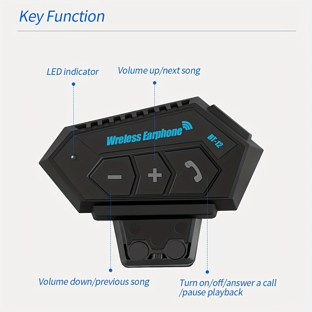 Motorcycle Wireless Helmet Headset Hands-free Call Kit Stereo Anti-interference Music Player Speaker