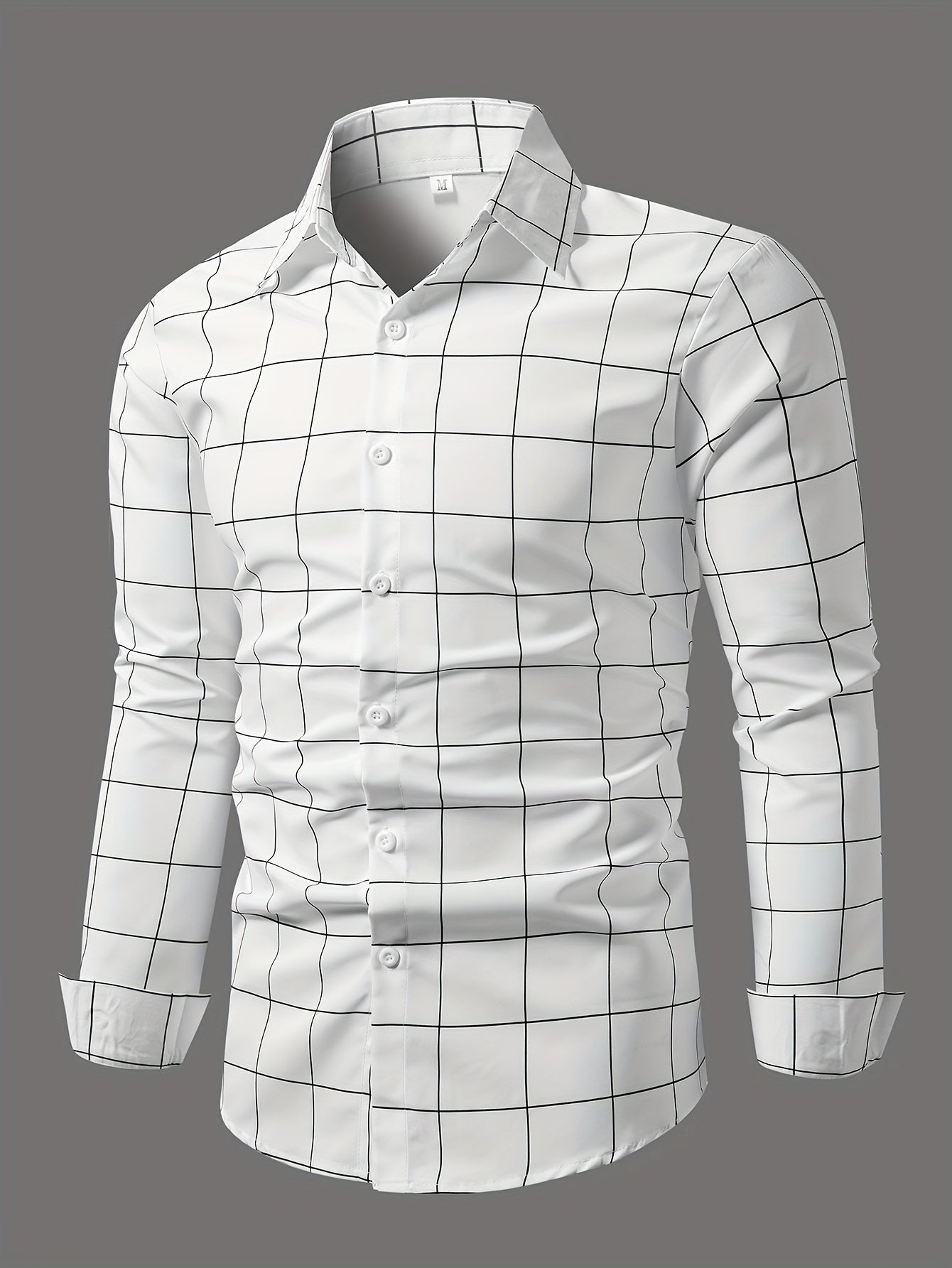 Simple Stripe And Plaid Pattern, Men's Casual Daily Thin Long Sleeve Lapel Shirt For Spring Summer