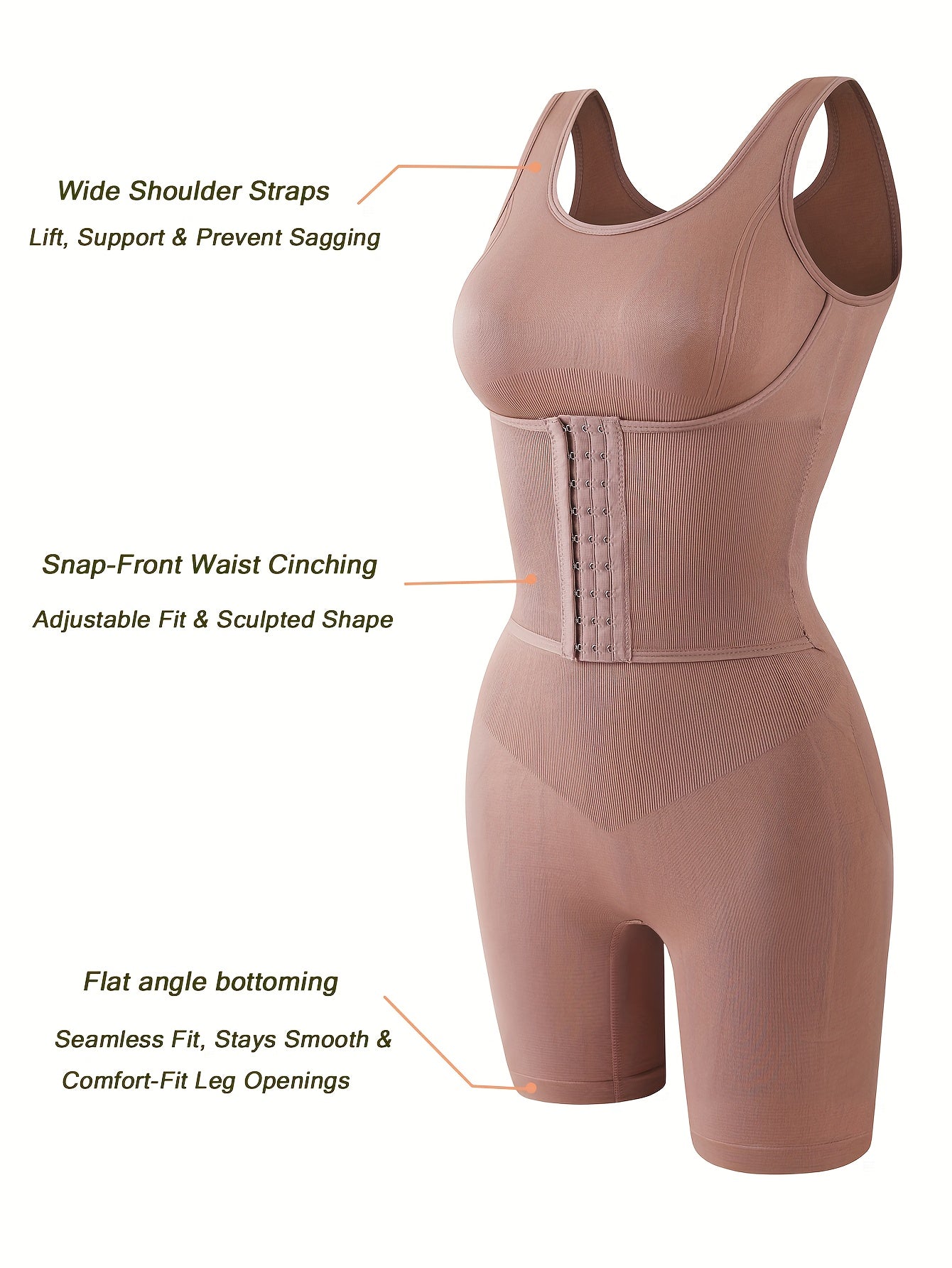 Women's Full-Body Tummy Control Bodysuit - Double-Layer High Compression Shaping Suit with Butt Lift & Waist, Smooth Curves Instantly, Brown/Black/Navy/Beige, Hand Washable One-Piece for Postpartum &